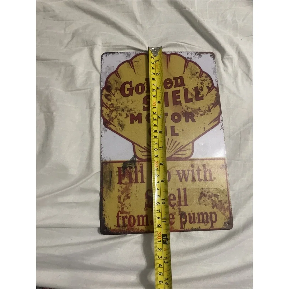 GOLDEN SHELL OIL GASOLINE Metal Sign Man Cave Garage Body Shop Barn Shed